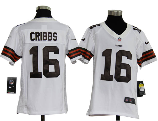 Nike NFL Cleveland Brown 16 Joshua Cribbs Youth white Game Jersey